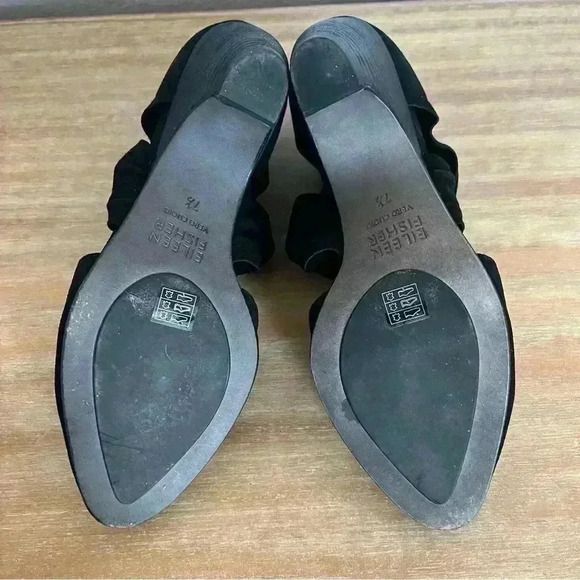 EILEEN‎ FISHER Mary Knotted Black Suede Cutout Kitten Heel Pumps - US 7.5 - Picture 7 of 9